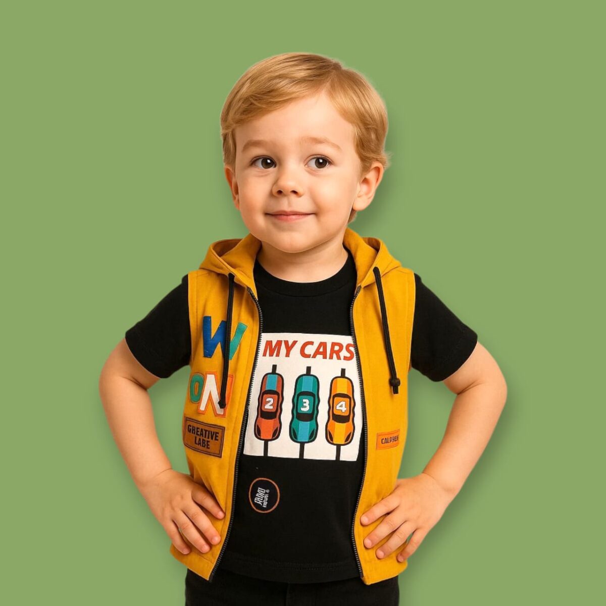 Boys' 2-Piece Casual Jacket Set – Multicolor Print